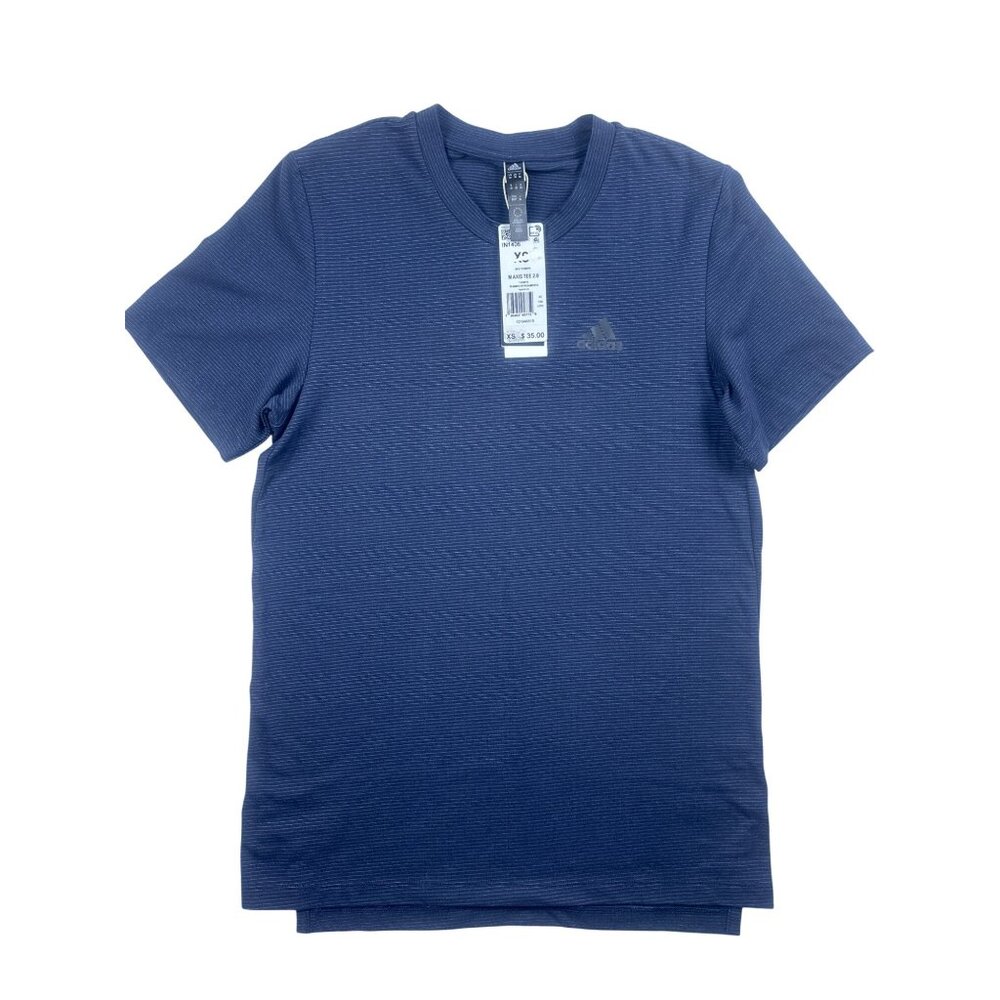 Adidas Mens Axis Tee 2.0 Training Shirt XS Navy Blue Striped Mens Activewear NWT